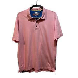 Robert Graham polo shirt pink, 100% cotton, skull design around collar, men’s M